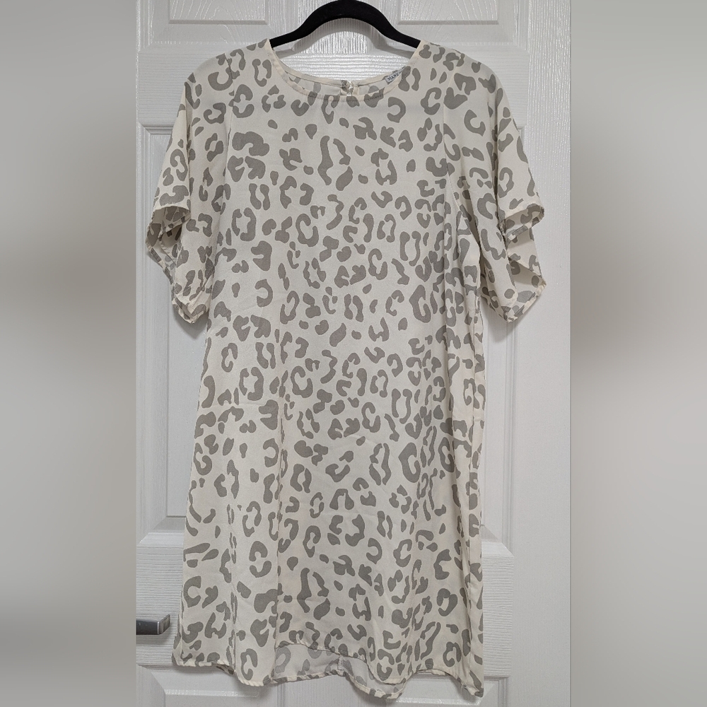 Leopard Print Cream and Gray Dress
